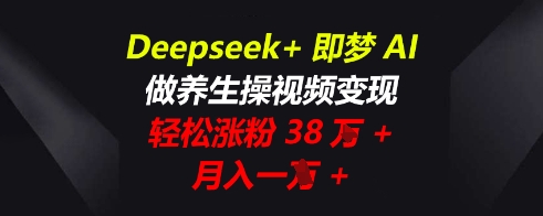 Deepseek+即梦AI，做养生操视频变现，轻松涨粉38W+，月入一W+-vip网创吧