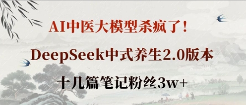 AI中医大模型杀疯了!DeepSeek中式养生2.0版本,十几篇笔记粉丝3w+-vip网创吧