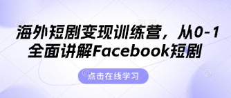 海外短剧变现训练营,从0-1全面讲解Facebook短剧-vip网创吧