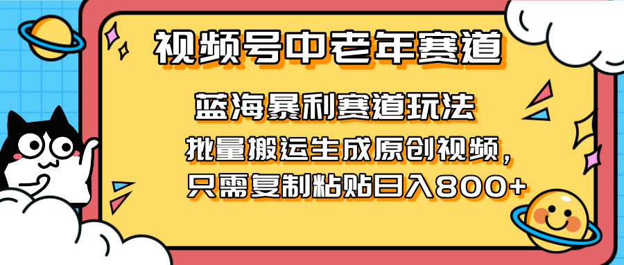 (14314期)2025视频号中老年短视频蓝海暴利风口!复制粘贴搬运视频单日赚800+,无...-vip网创吧