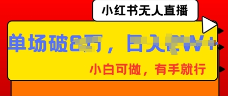 小红书无人直播，纯小白可做，有手就行，单场直播销售额破8w-vip网创吧