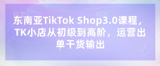 东南亚TikTok Shop3.0课程，TK小店​从初级到高阶，运营出单干货输出-vip网创吧