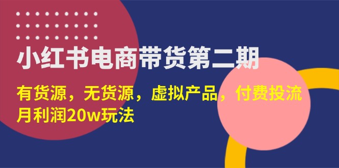 （14186期）小红书电商带货第二期，有货源，无货源，虚拟产品，付费投流，月利润20w-vip网创吧