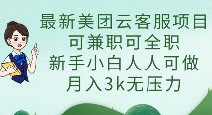 最新美团云客服项目，可兼职可全职，新手小白人人可做，月入3k无压力-vip网创吧