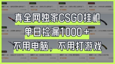真全网独家CSGO挂G,单日捡漏1k+【揭秘】-vip网创吧