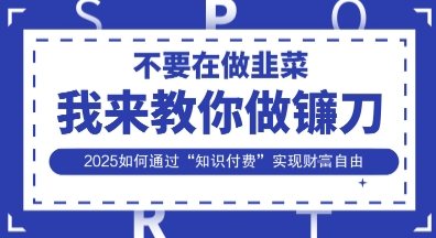 韭菜生涯终结者,我来教你做镰刀,2025如何通过“知识付费”实现财F自由【揭秘】-vip网创吧