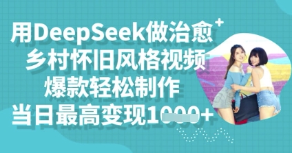 用DeepSeek做治愈乡村怀旧风格视频,爆款轻松制作,当日最高变现多张-vip网创吧
